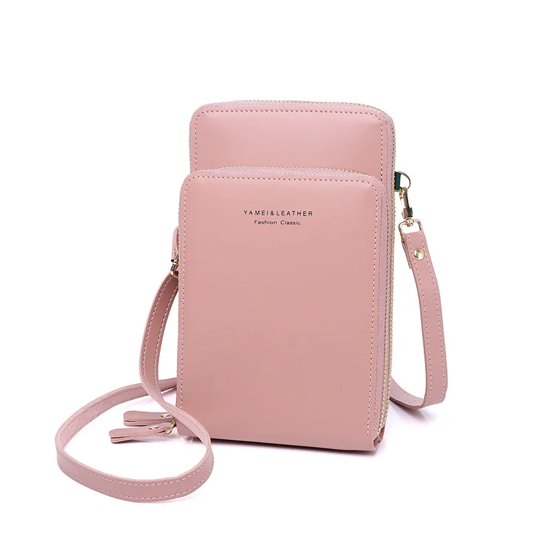 

High Quality Pu Skin Small Crossbody Phone Case For Women Cell Phone Purse Shoulder Bags Card Holder Wallet Mobile Phone Bag