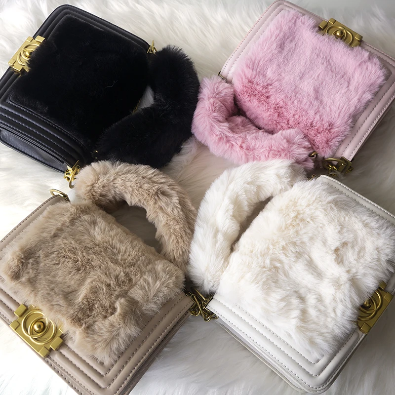

Women handbags luxury fur Autumn Winter Wholesale Purse PU Leather Shoulder mini Bag For girls ladies, Any color
