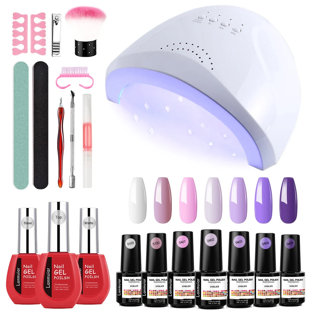 

Wholesale Gel Nail Art Polish Starter Kit With 36w UV Led Nail Lamp Manicure Tools Set, Customised