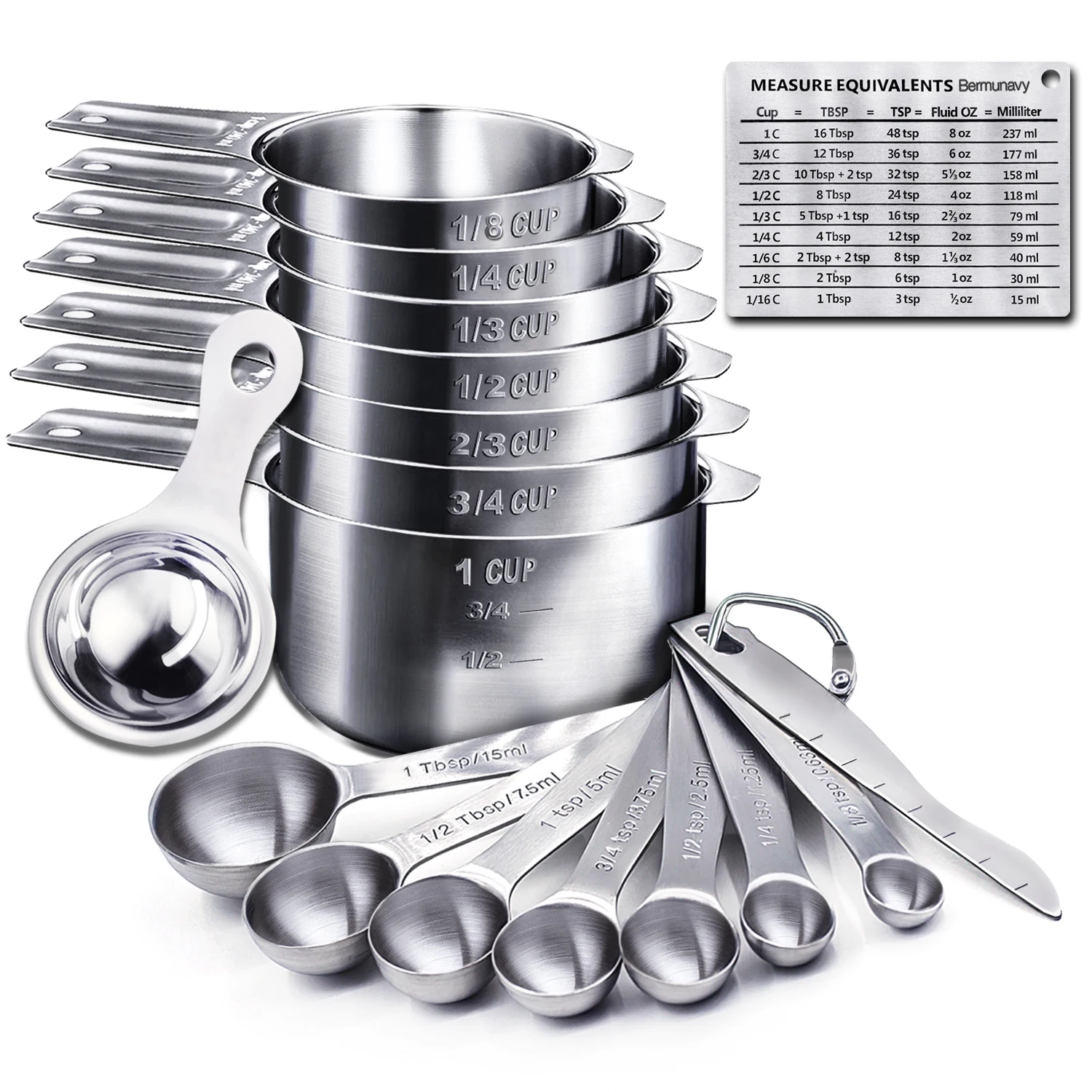 

Factory Supply Kitchen Accessories Stainless Steel Measuring Cups and Spoons Set