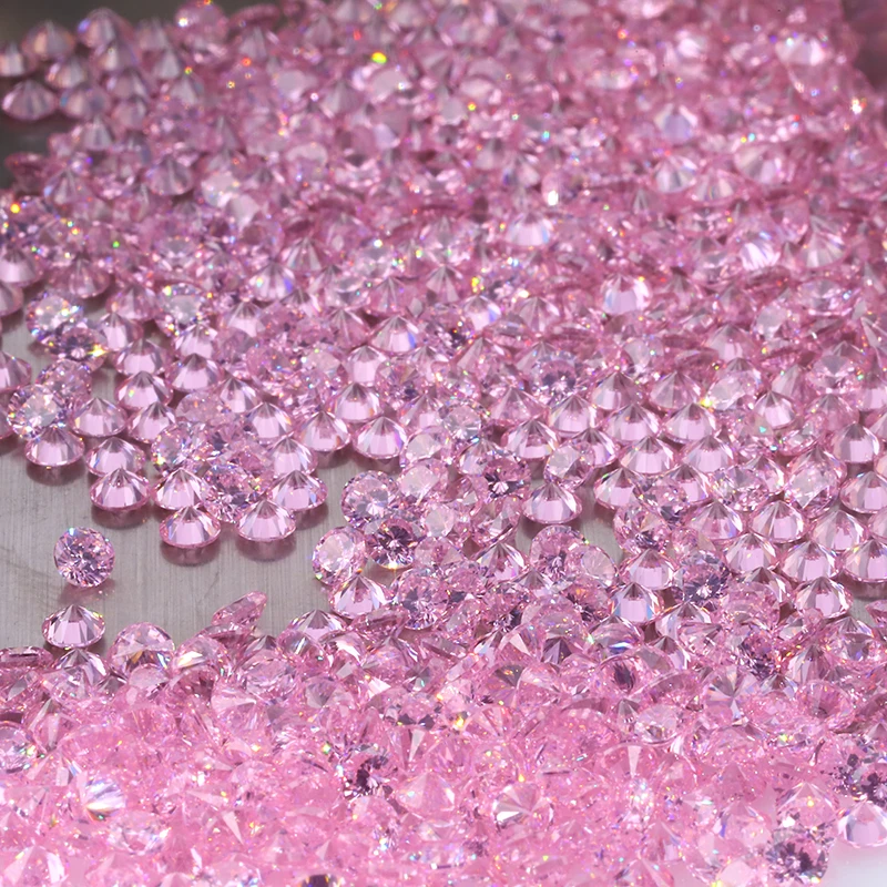 

good quality pink color small size round 1.0mm brilliant cut cubic zirconia