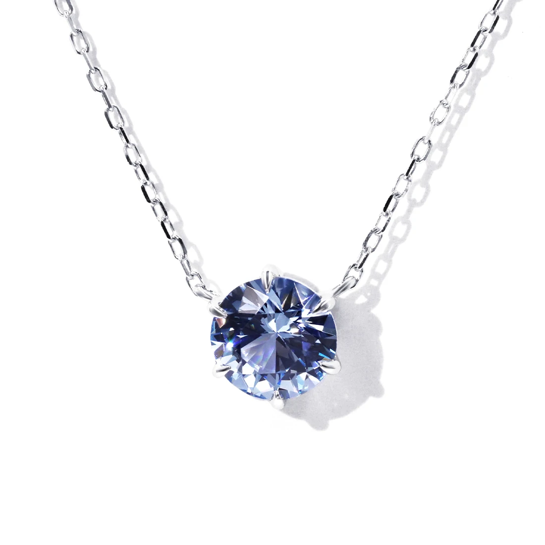 

Tianyu gems 5.0mm nanosital blue round cut 14k white gold jewelry pendant necklace for women daily wear