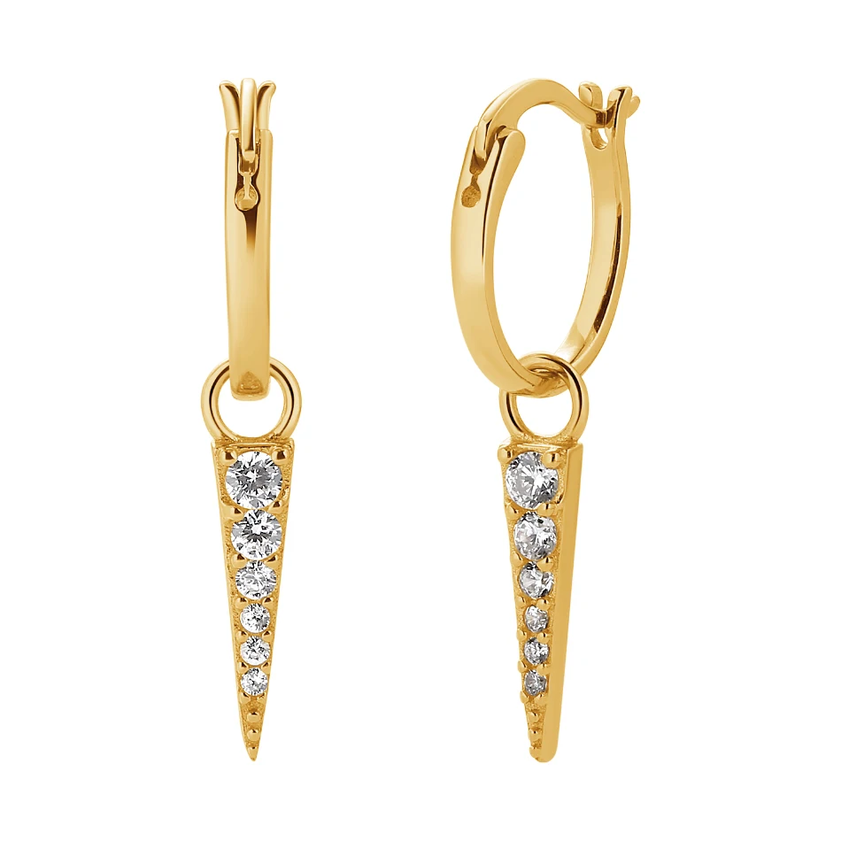 

Nagosa Fashion Woman Earrings Jewelry 925 Sterling Silver Gold Plated Cubic Zircon Spike Dangle Hoop Earrings