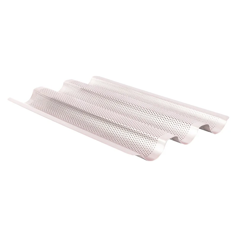 

high quality champagne gold perforated heat-resistant french baguette baking tray