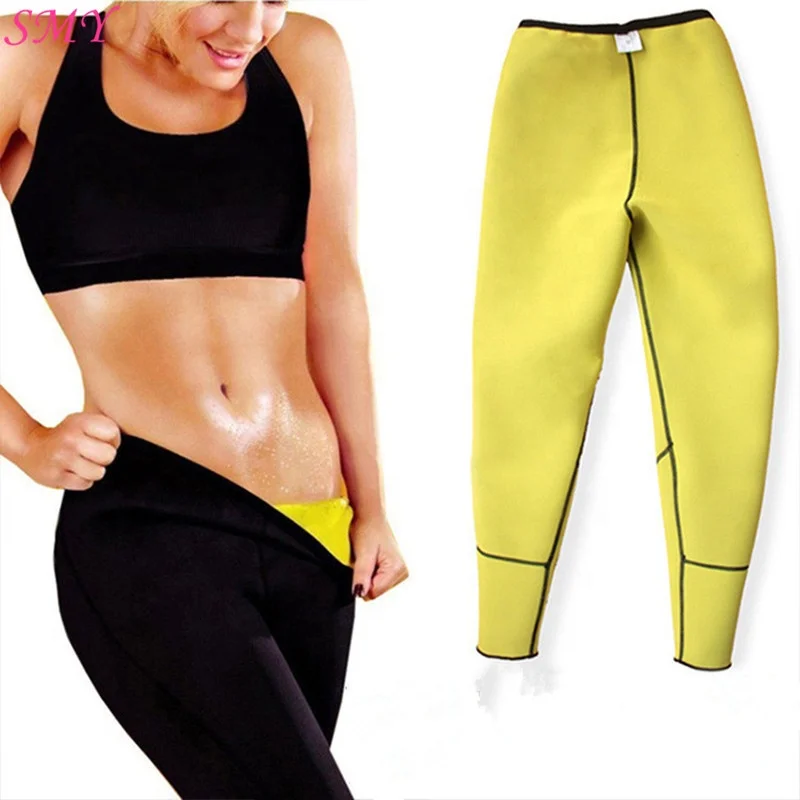 

High Quality Women Slimming Pants Sport Neoprene Leggings Sweat Sauna Suit Body Shaper Neoprene long pant, Black+yellow