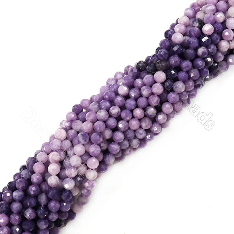 

Lepidolite  Faceted Round Natural Chinese Sugilite Stone Beads For DIY Jewelry Making