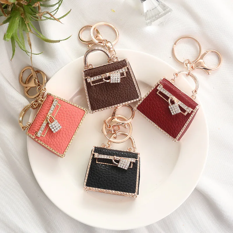 

Creative Diamond Crystal Leather Bag Lucky Bag Keychain Female Bag Accessories Key Chain