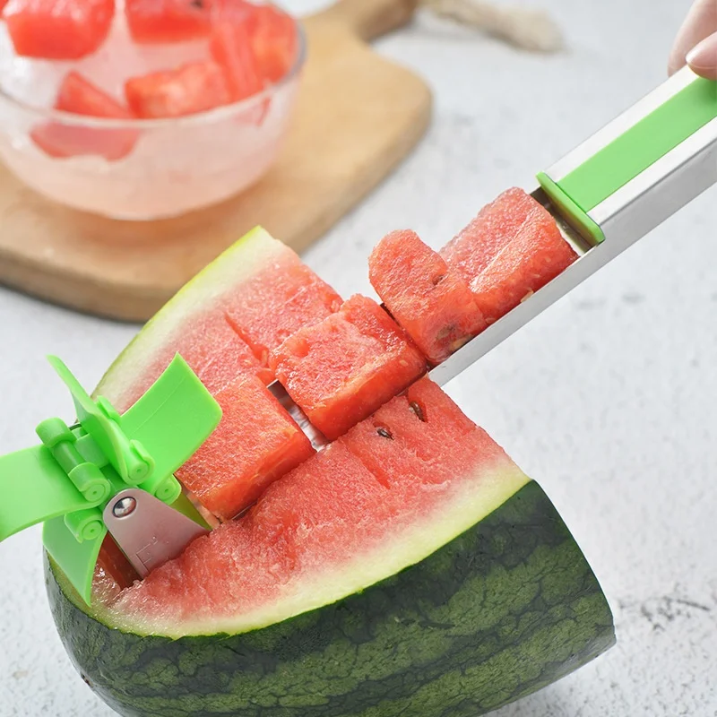 

Wholesales Vegetable Fruit Quickly Cutting Gadgets Easy Using Cube Slicer For Watermelon Melon Kitchen Accessories, Green