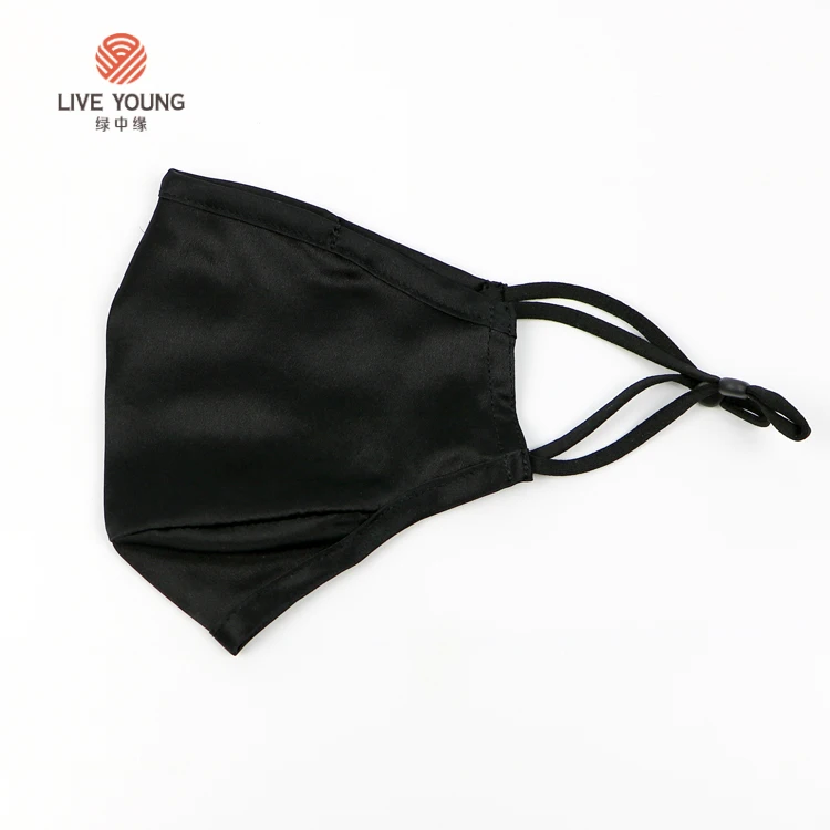 

3 Layers fabric nose wire adjustable real silk reusable face mask with filter, Customized color