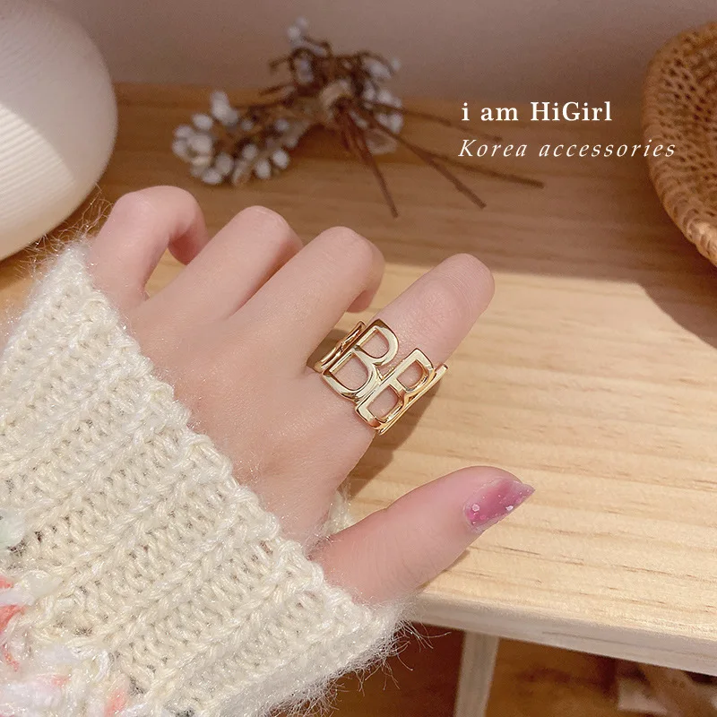 

2021 jewelry trendy gold plated letter fashionable ring b