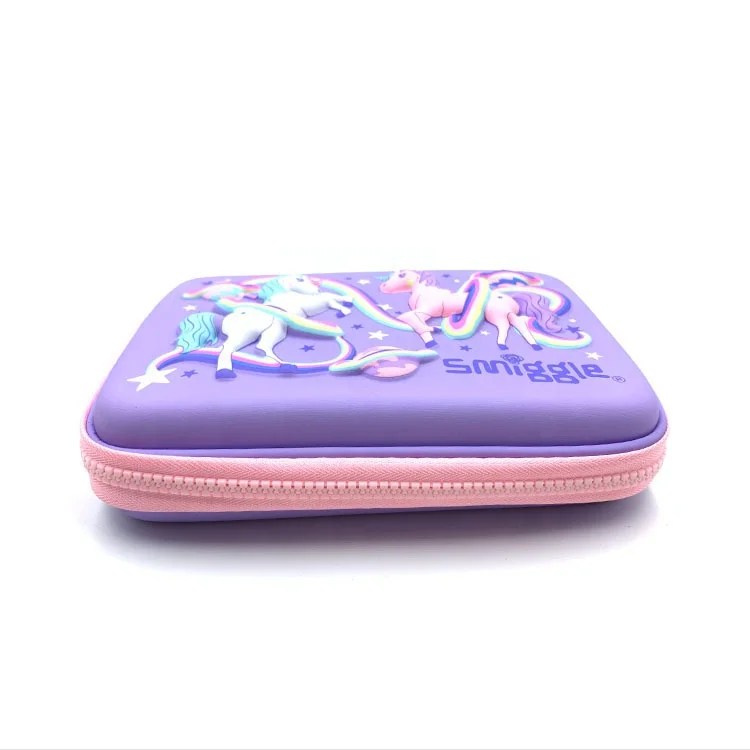 
Cute unicorn 3D Pattern Double Zipper EVA Smiggle Pencil Case For girls Custom Cartoon Pencil Box 