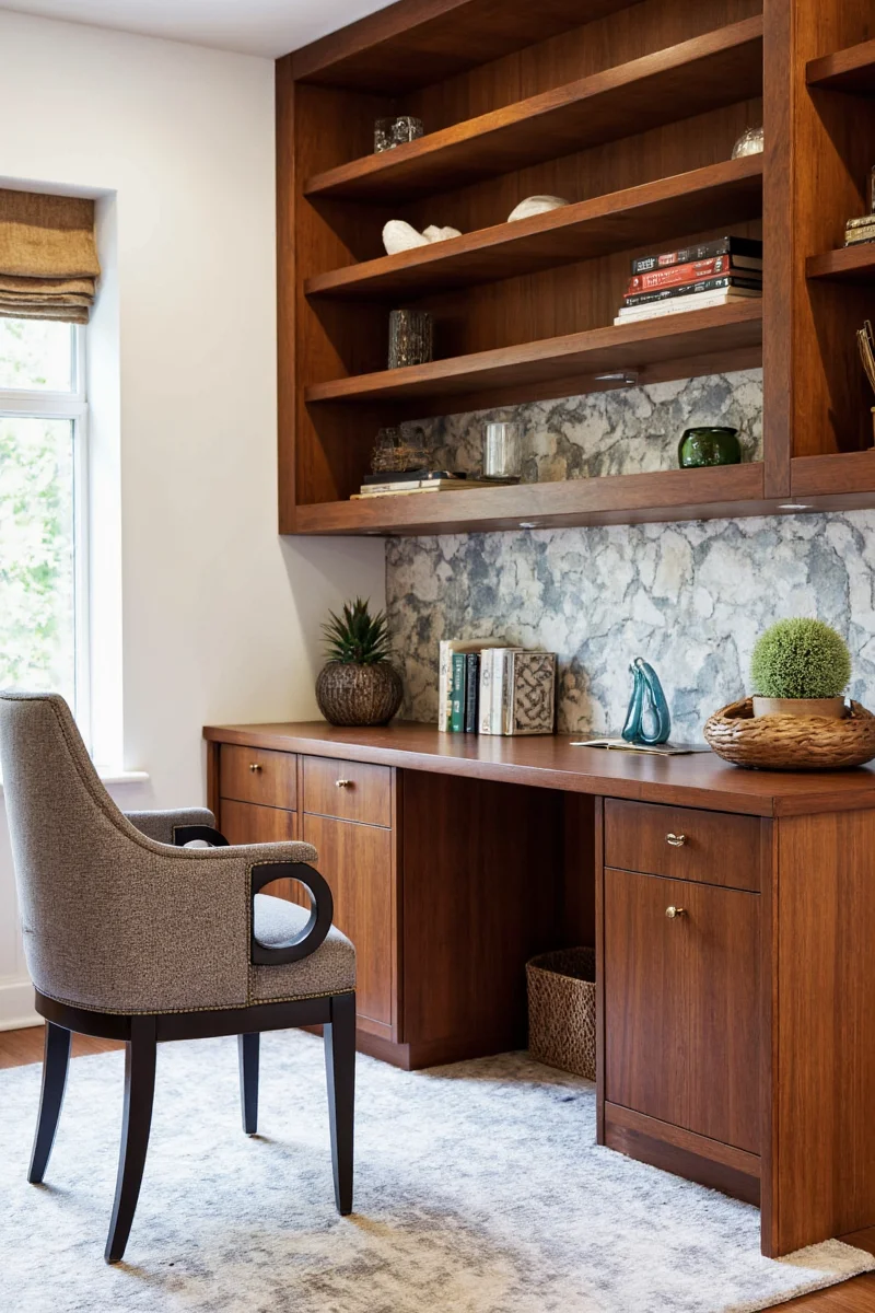 Cozy WFH Nook with Teak Furniture