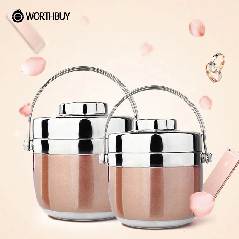 

Japanese Thermal Kids Lunch Box With Bag For Picnic Camping Portable Stainless Steel Bento Box Fruits Food Container Storage, Red, gold, silver