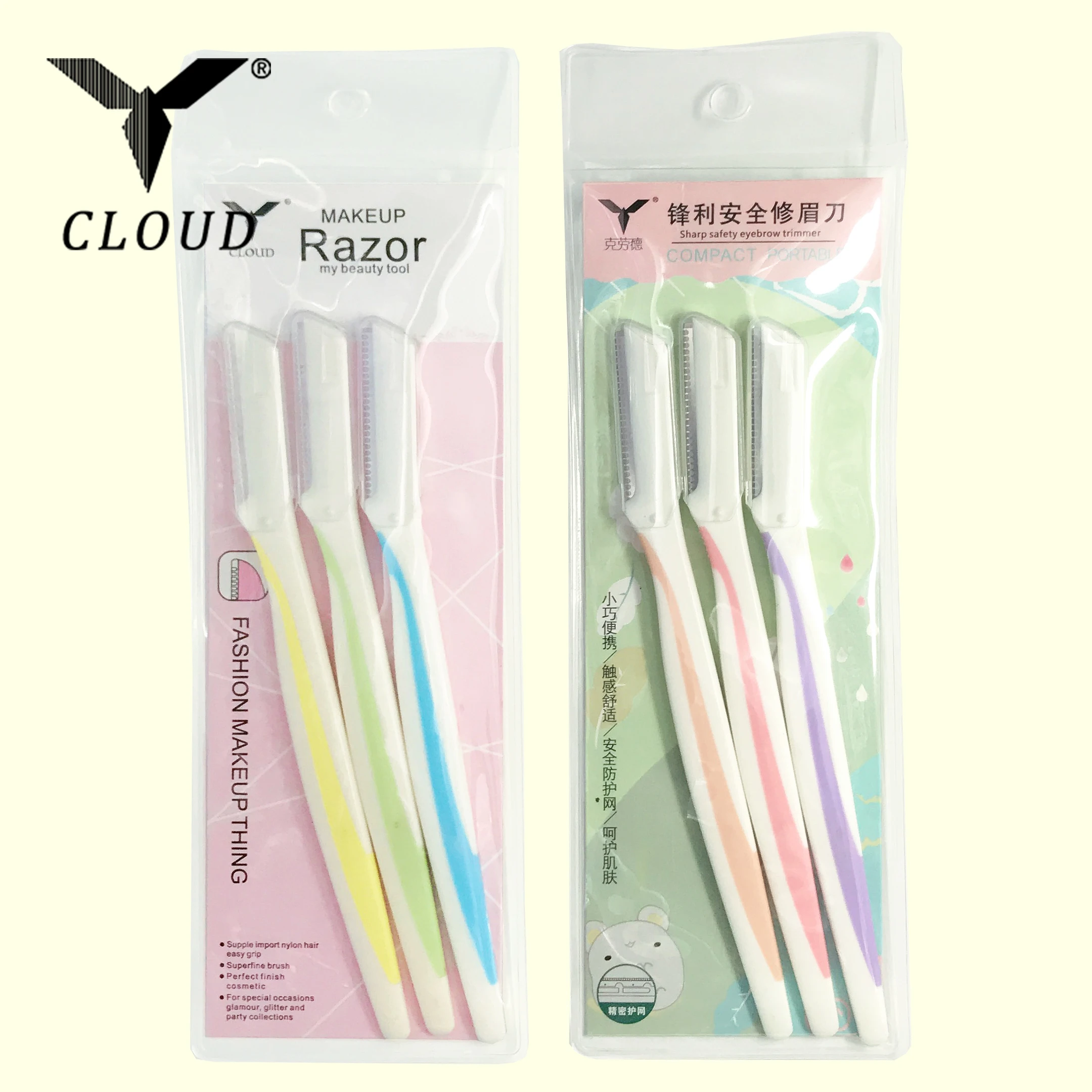 Eye Brow Razor Disposable Eyebrow Trimmer Set Pink Eyebrow Shaver Oem