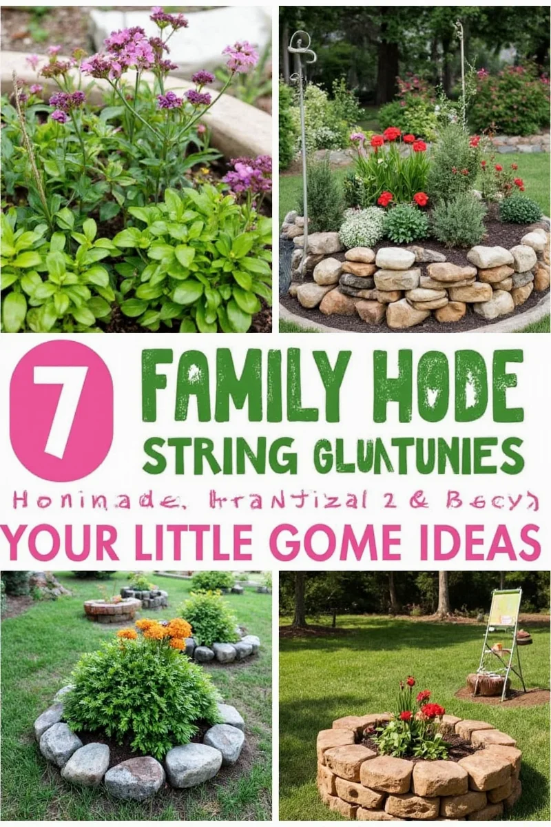 Family enjoying a creative little garden setup outdoors