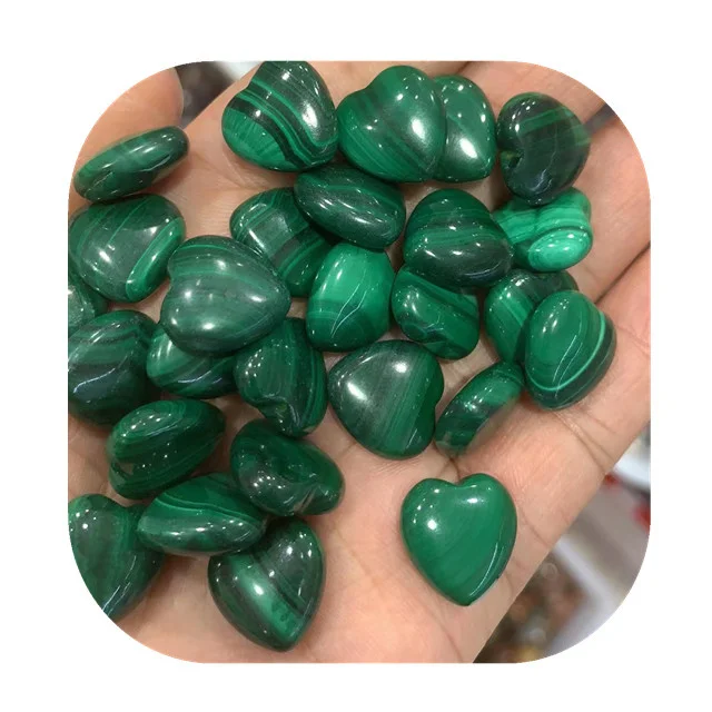 

Factory direct sales 14mm crystals natural stones jewelry love hearts natural green malachite heart for gift