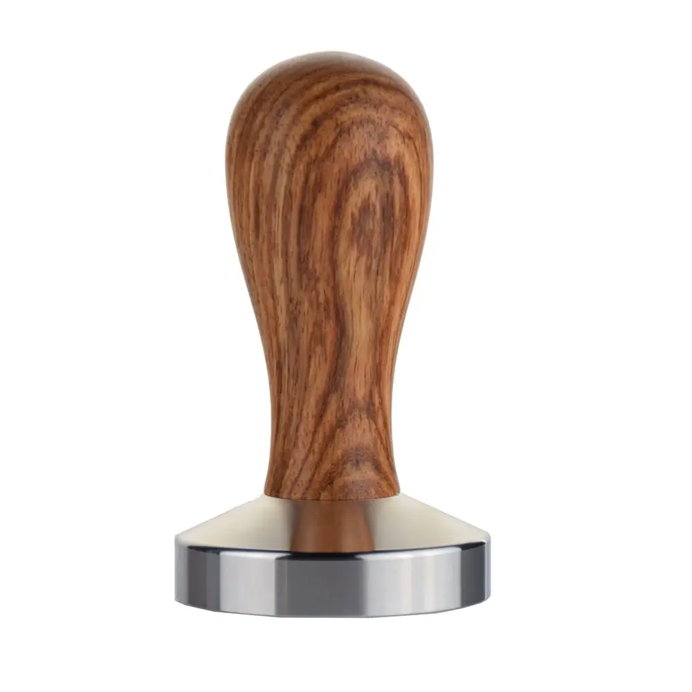 

W Ecocoffee tamper coffee rosewood handle 304 stainless steel 58mm coffee tamper for espresso coffee machine, Wood color