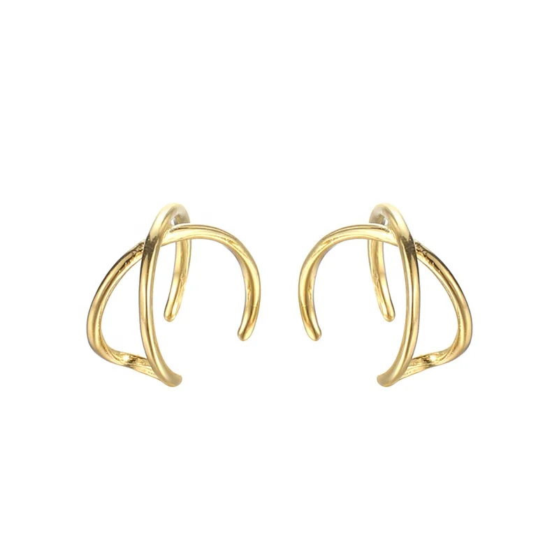 

Fashion jewellery gold plated cuff earring 925 sterling silver clip earrings for girls