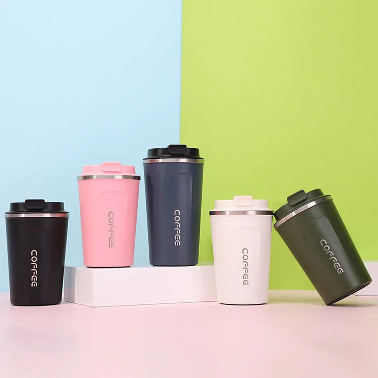 

Customized 380ml 500ml Vacuum Insulated Stainless Steel Coffee Mug Double Walled Thermo Cup With Plastic Lid, Customized colors acceptable