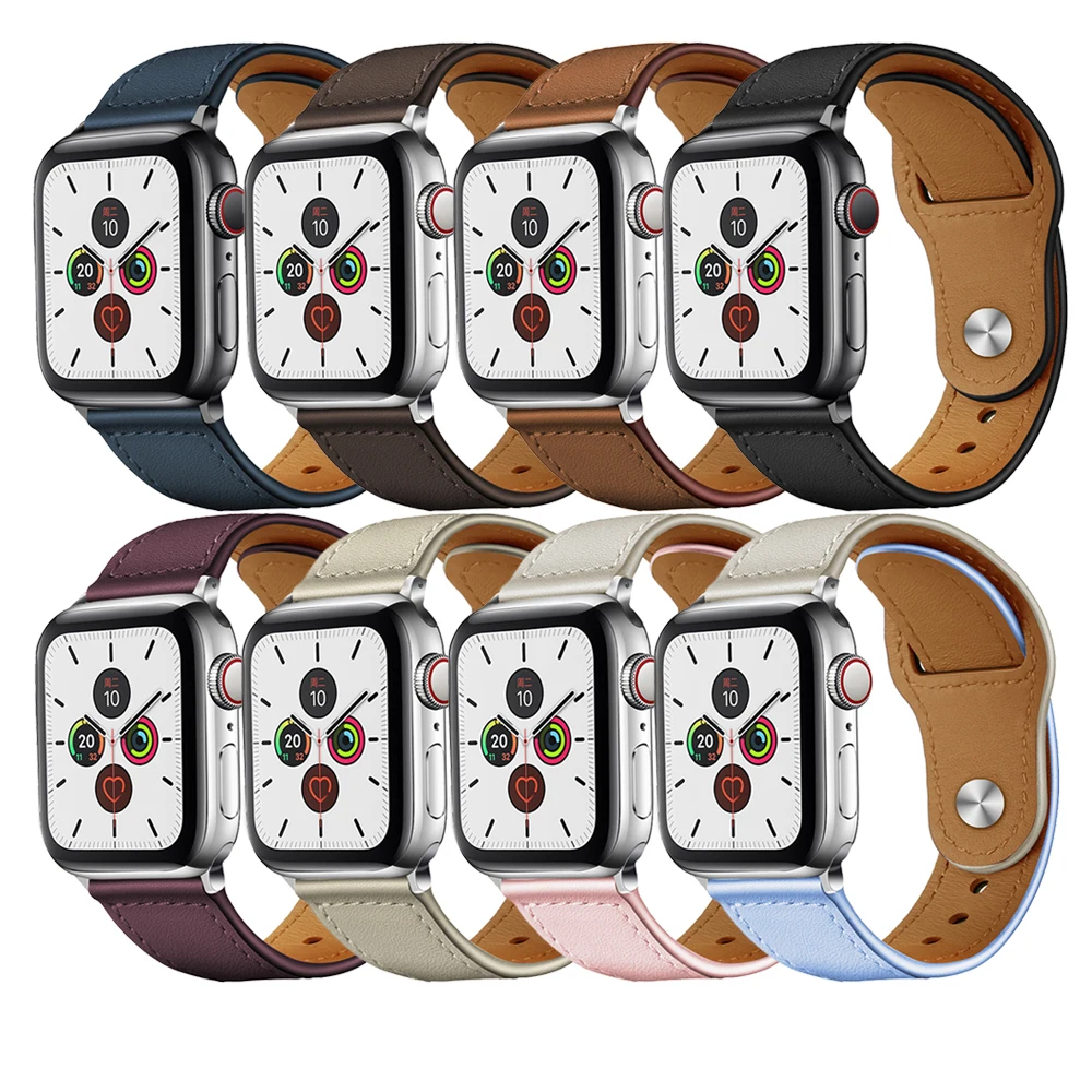 

Tschick Band for Apple Watch Series 7 6 5 4 3 SE Sport Band Genuine Swift Leather Strap for iWatch Wrist Closure Handmade, Multi-color optional or customized
