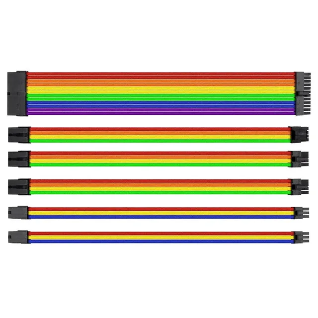 

PC Case Module Power Extension Cable 18AWG PSU ATX 24pin VGA 6+2pin CPU 4+4pin Multiple Colors Optional, Black/white/red/purple/pink/orange/gray/yellow/blue/green/rainbow