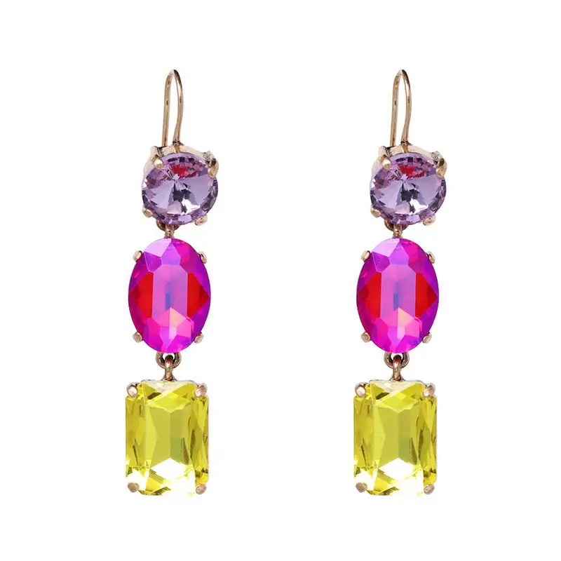 

2022 Elegant Simple Multi Colored Full Of Crystal Pendant Earrings Jewelry For Women