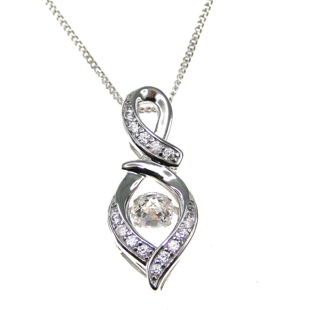

Silver Dancing Pendant CZ Charms Gifts For Mother Day DR030850P