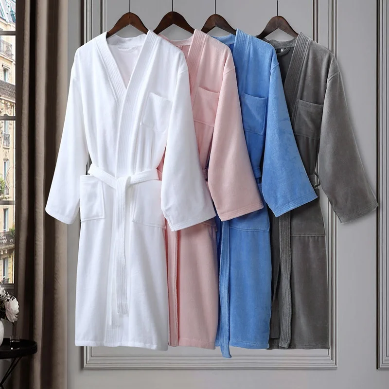 
luxury cotton white Hotel bathrobe kimono collar 