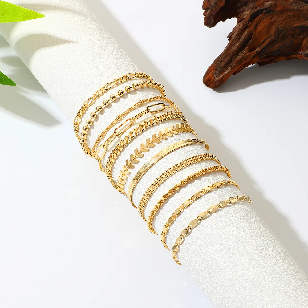 

Simple 18k Gold Figaro Chain Stainless Steel Adjustable Women's Bracelet Fashion Jewelry Accessories Gift