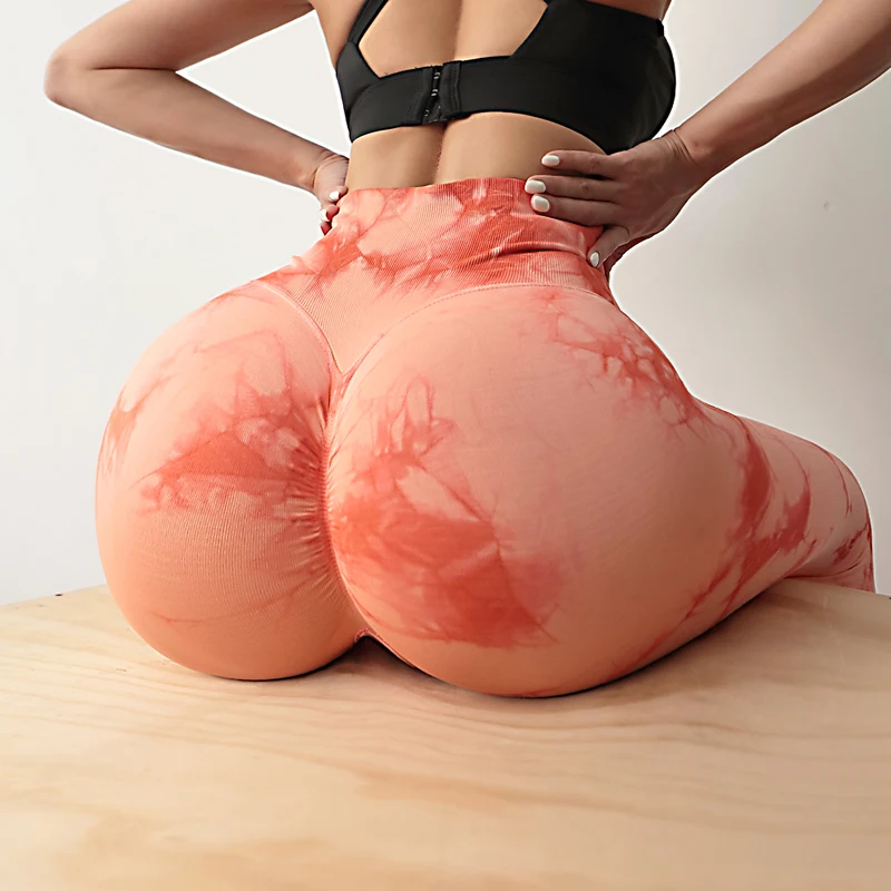
Woman Quick Drying Scrunch Booty Fitness Seamless Tie Dye Leggings for Sale 