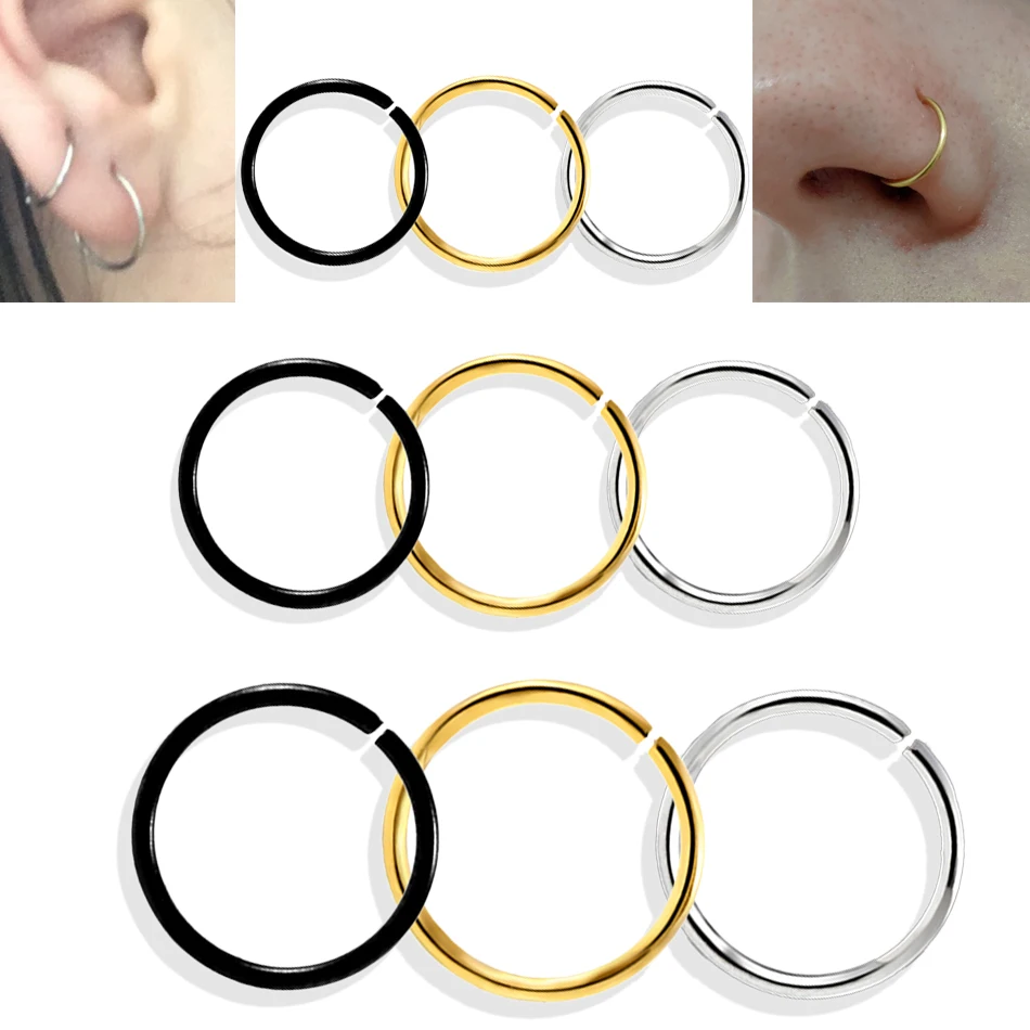 

VRIUA Fashion Stainless Steel Nose Hoop Ring Septum Ear Cartilage Tragus Helix Piercing Charming Body Jewelry Nose Ring Hoop