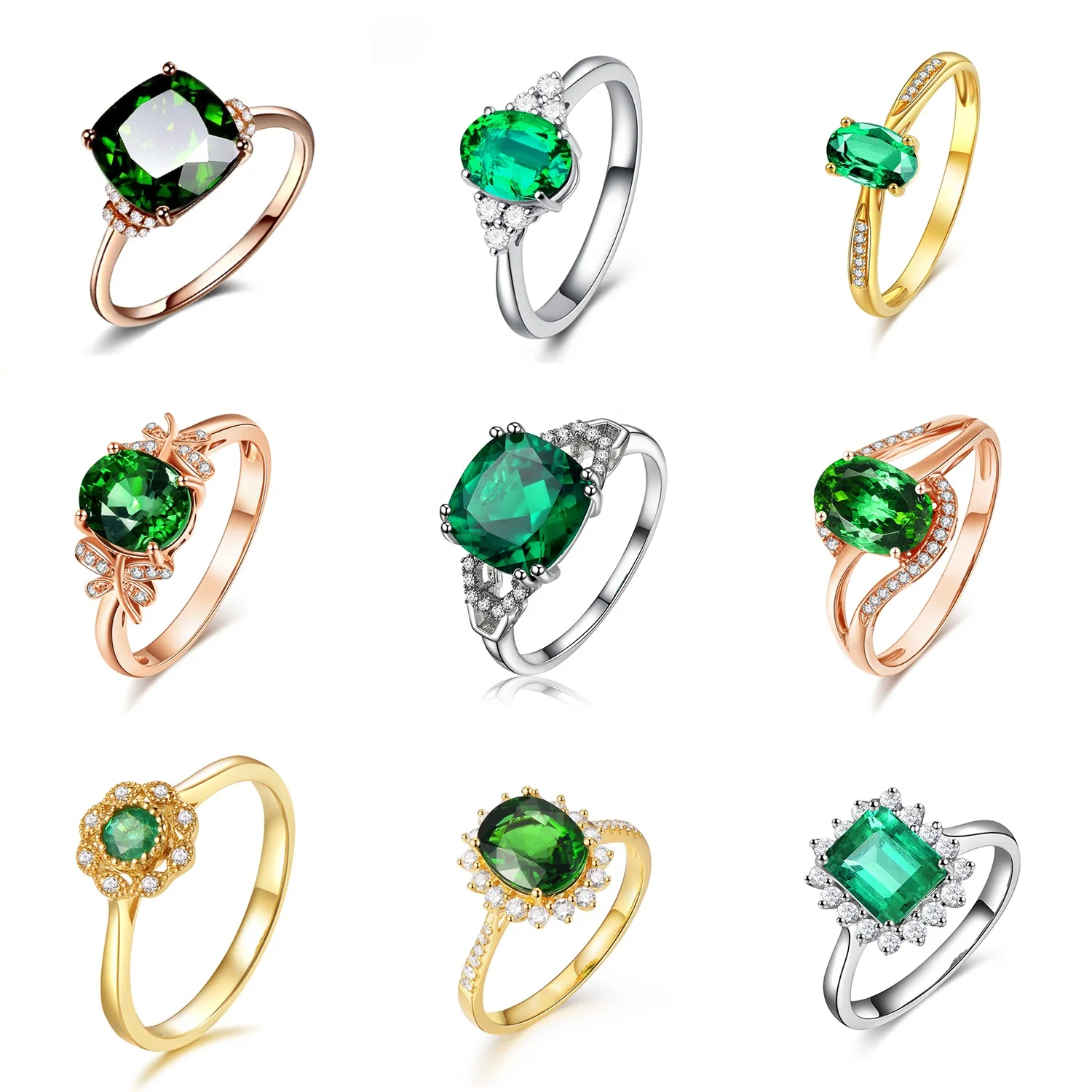 

Fast Shipping Ladies Rings Emerald Stones Rings Cubic Zirconia Ring for Women Gift, Rose gold/gold/silver