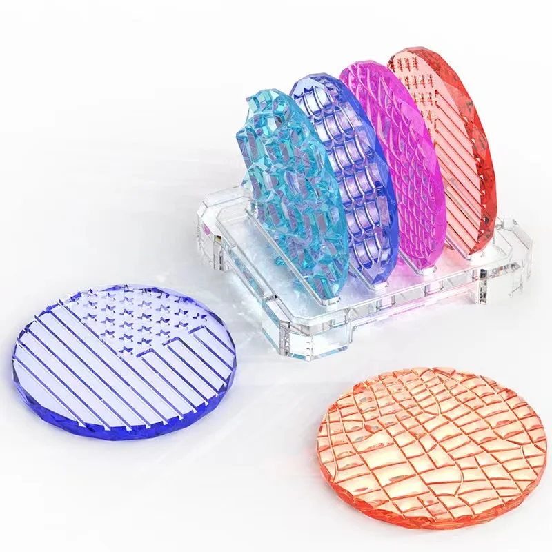 

W355 Coaster Crystal Epoxy Mold A Variety Of Side-cut Surface Coaster Storage Table Jewelry Silicone Mold, As picture