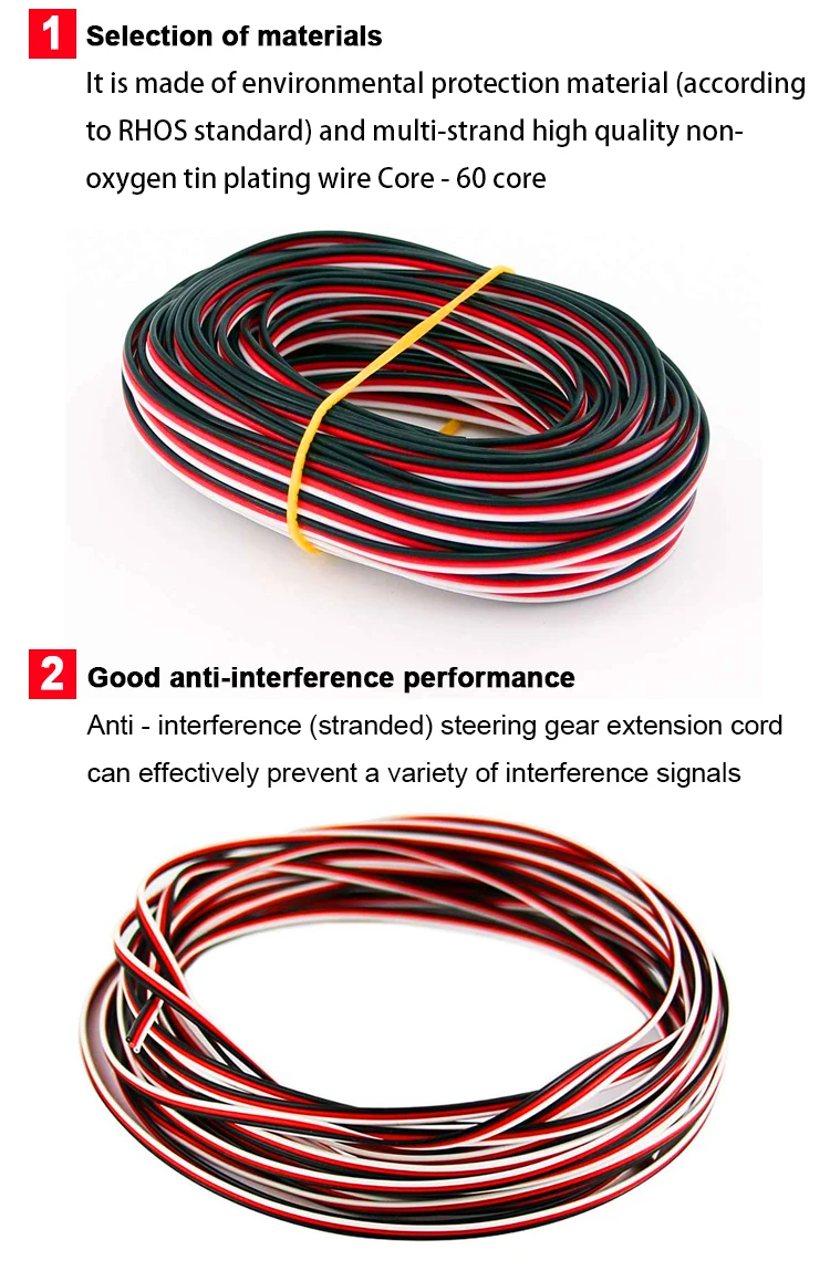 Lowest Price Customize 3p 60 Core Rc Signal Wire Servo Cable Black For