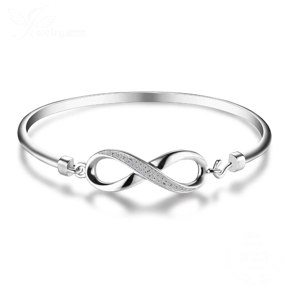 Real 925 Sterling Silver Circles Bracelet Infinity Eternity Forever Love Bangle Bracelet