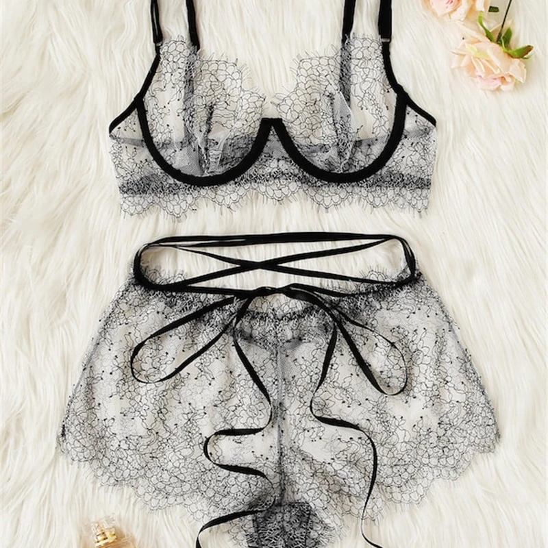 

China Sexy Lingerie Women Sheer Lace Underwear Transparent Sleepwear For Girls