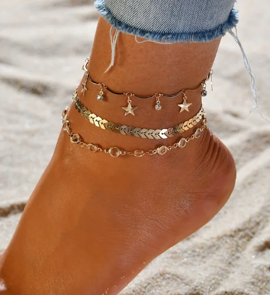 
Gold Chain Anklet Set Chain Anklets For Women Summer Beach Holiday Anklet Jewelry 
