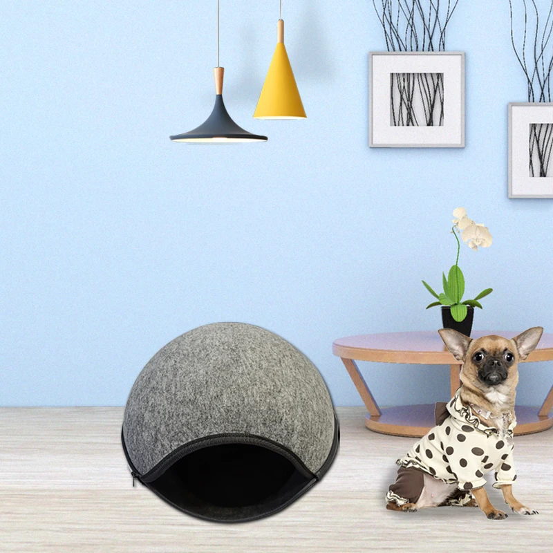 

New cat bed cave houses Manufacturer Design Comfortable Soft Pet Indoor Cat House modern Heated Pet Cave Dog House Bed For Sale, Grey and customized