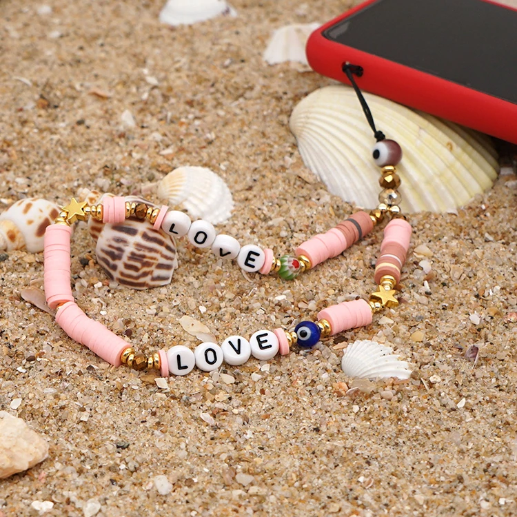 

Fashion Cute Custom Colorful Cell Phone Chain Handmade Charm Mobile Phone Chain
