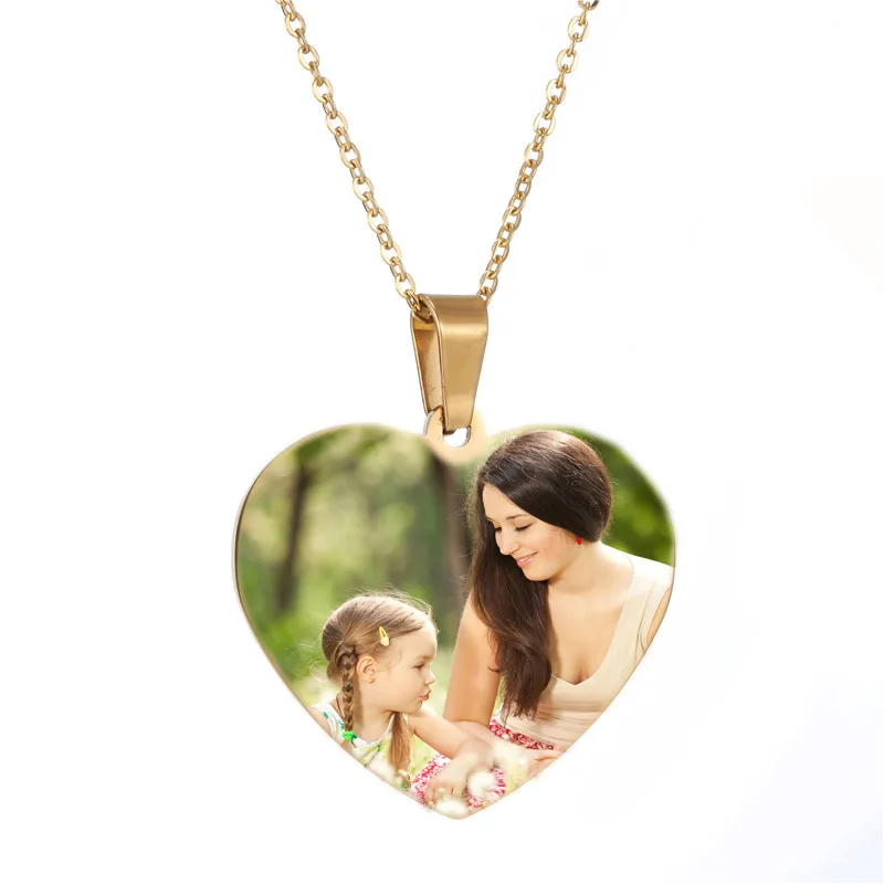 

DIY Stainless Steel Custom Photo Memory Frame Pendant Necklace Heart Shape Customized Picture Necklace Jewelry Gift, Silver