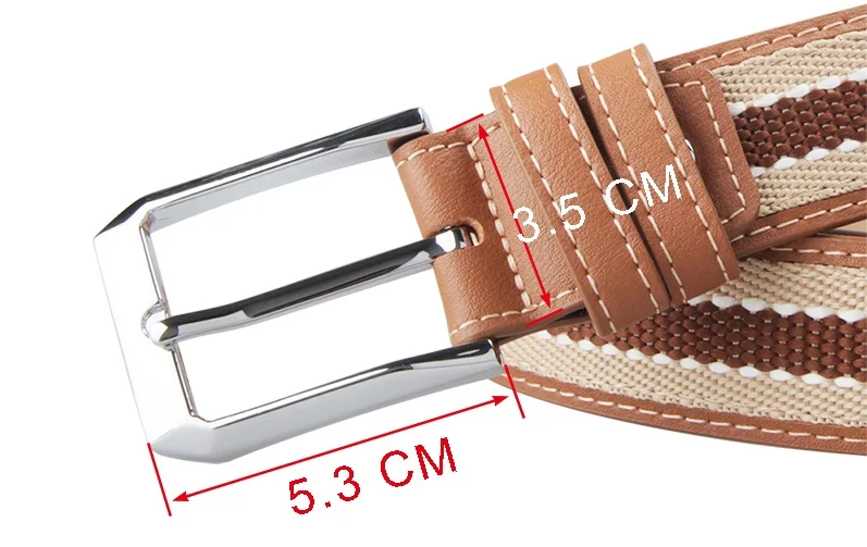 Beige Casual Pin Buckle Golf Leather Canvas Belts for Men