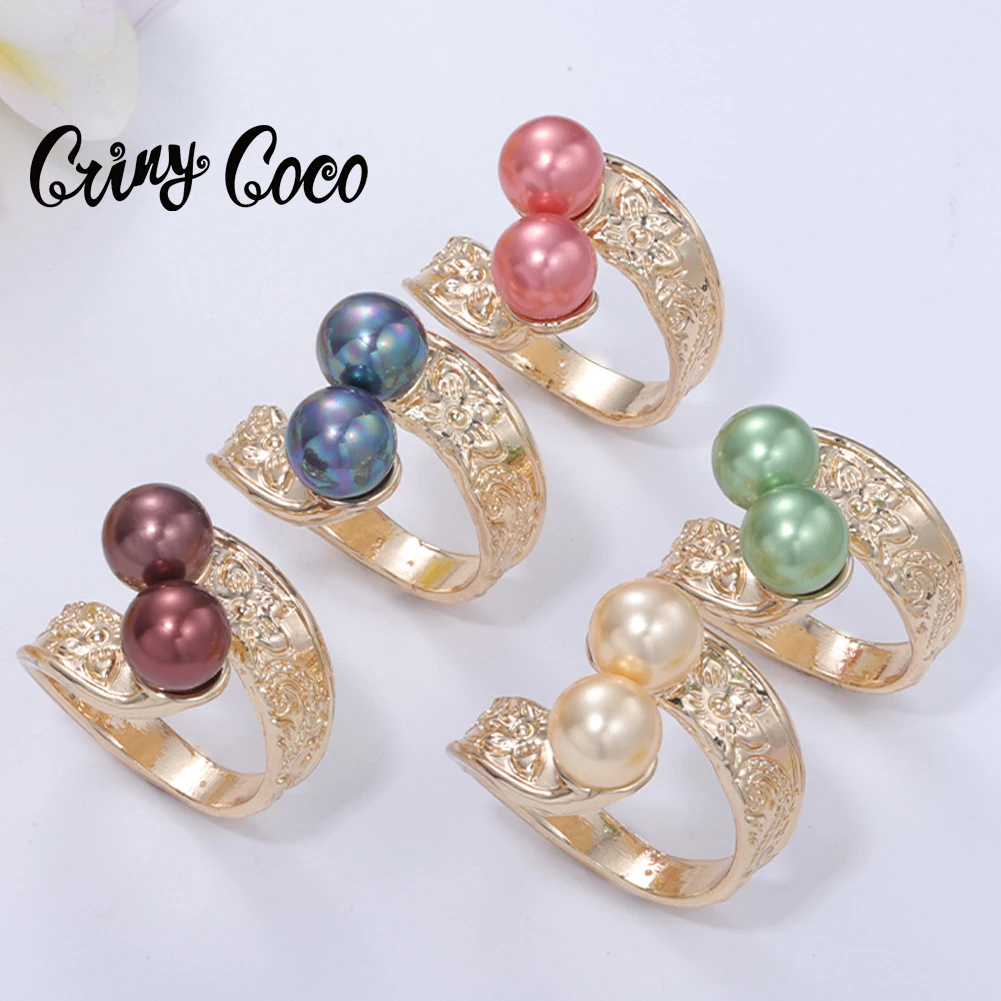 

Cring CoCo New Samoan Guam 14k Gold Plated Pearl Rings Polynesian Jewelry Wholesale Hawaiian, Gold color