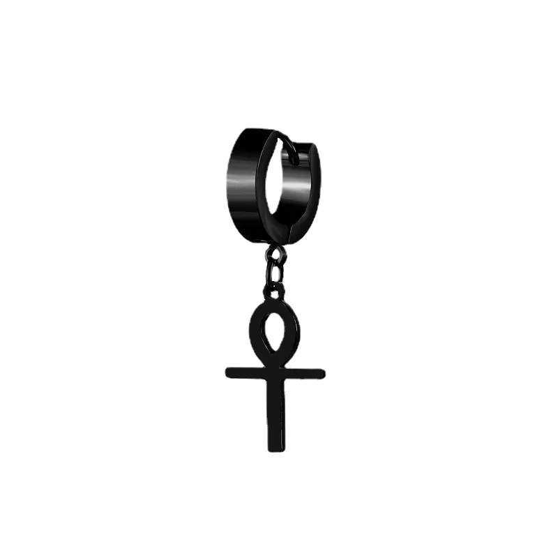 

Black Gold Silver Wholesale mens earrings stainless steel fashion Jesus Cross ladies earrings trend 2021, Gold,steel,black