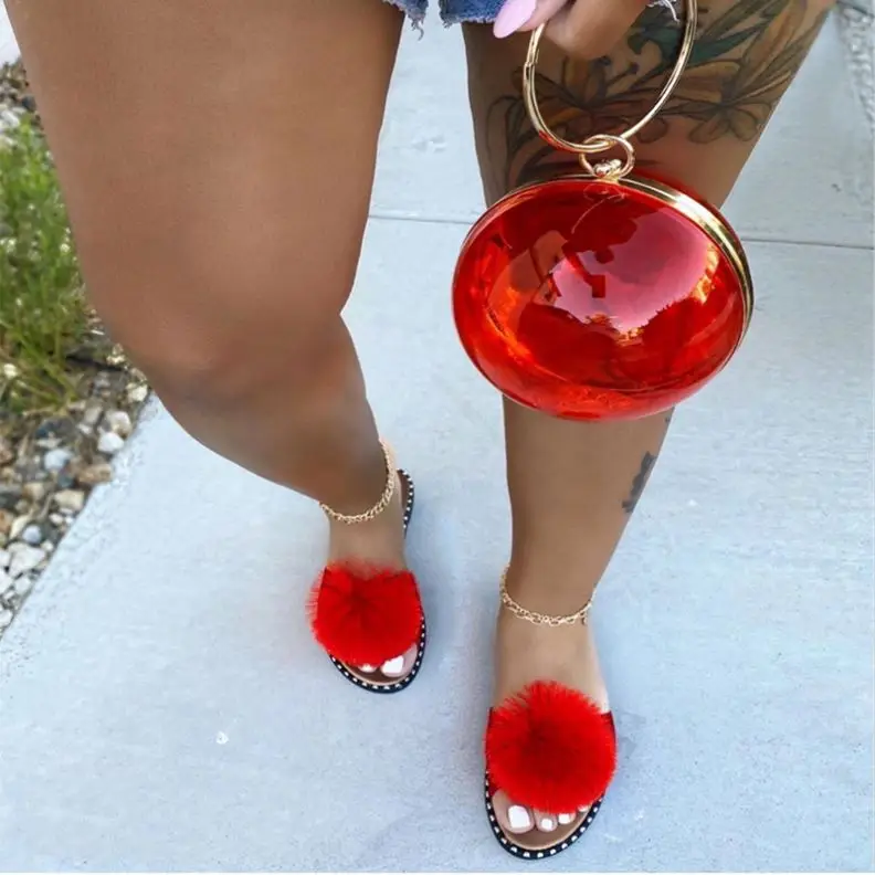 

New Design Fashion Women Sandals Chaussure Femme Sandale fur slide vendor