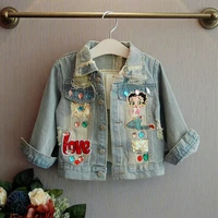 

New Fahion toddler girls denim jacket spring autumn new designs baby girls sequins jeans coat clothing