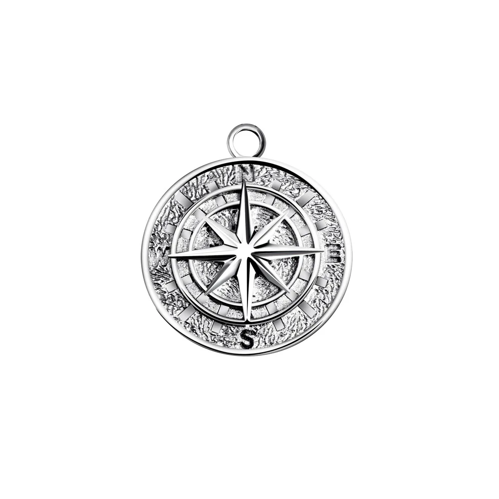 

Personality Ship Compass Pendant Punk Hip Hop Pendant Jewelry Men's Ocean Style Accessories, Steel