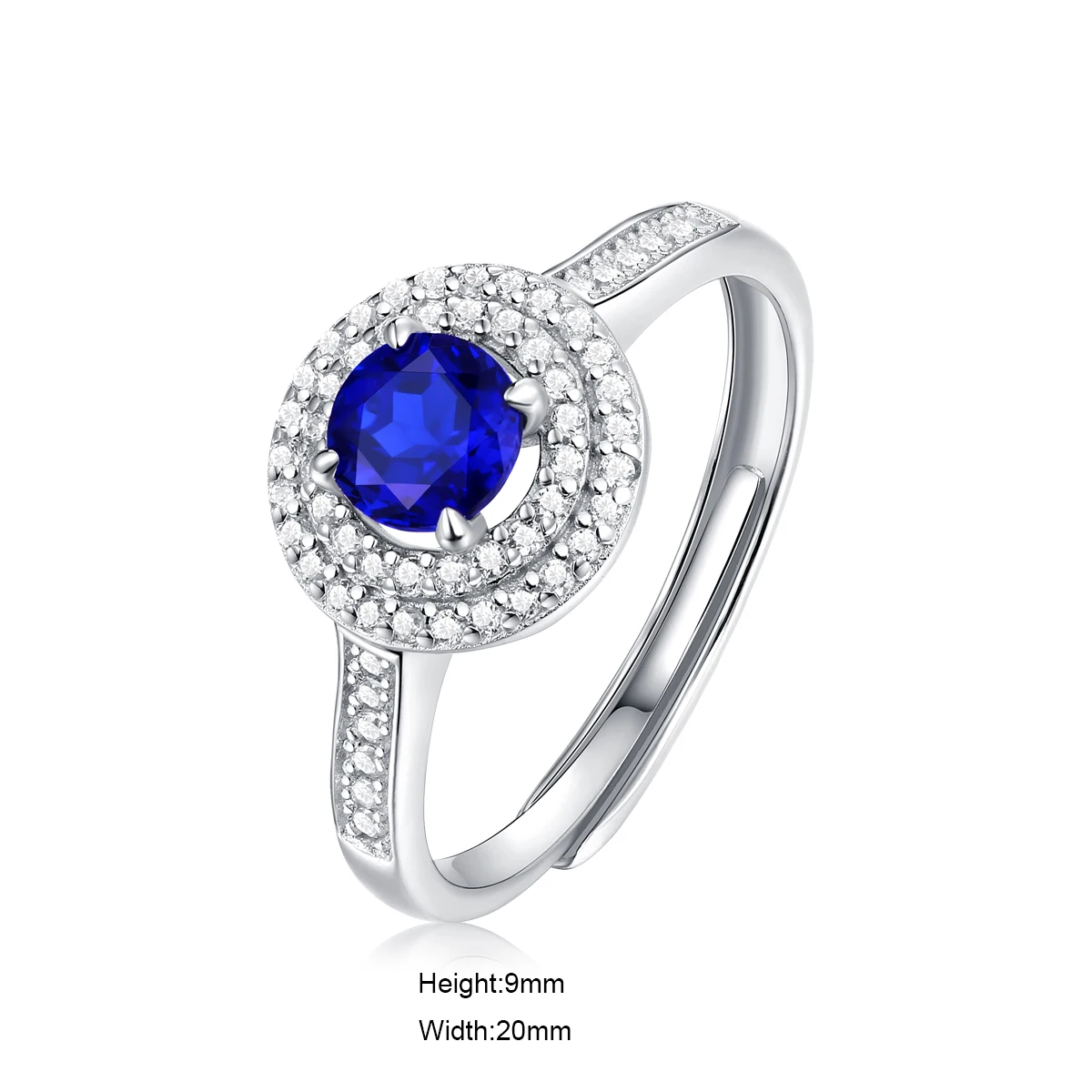 

New Arrival 925 Sterling Silver Rings For Women Round Sapphire Stone Rings Around Dazzling Jewelry Rings For Women Gift