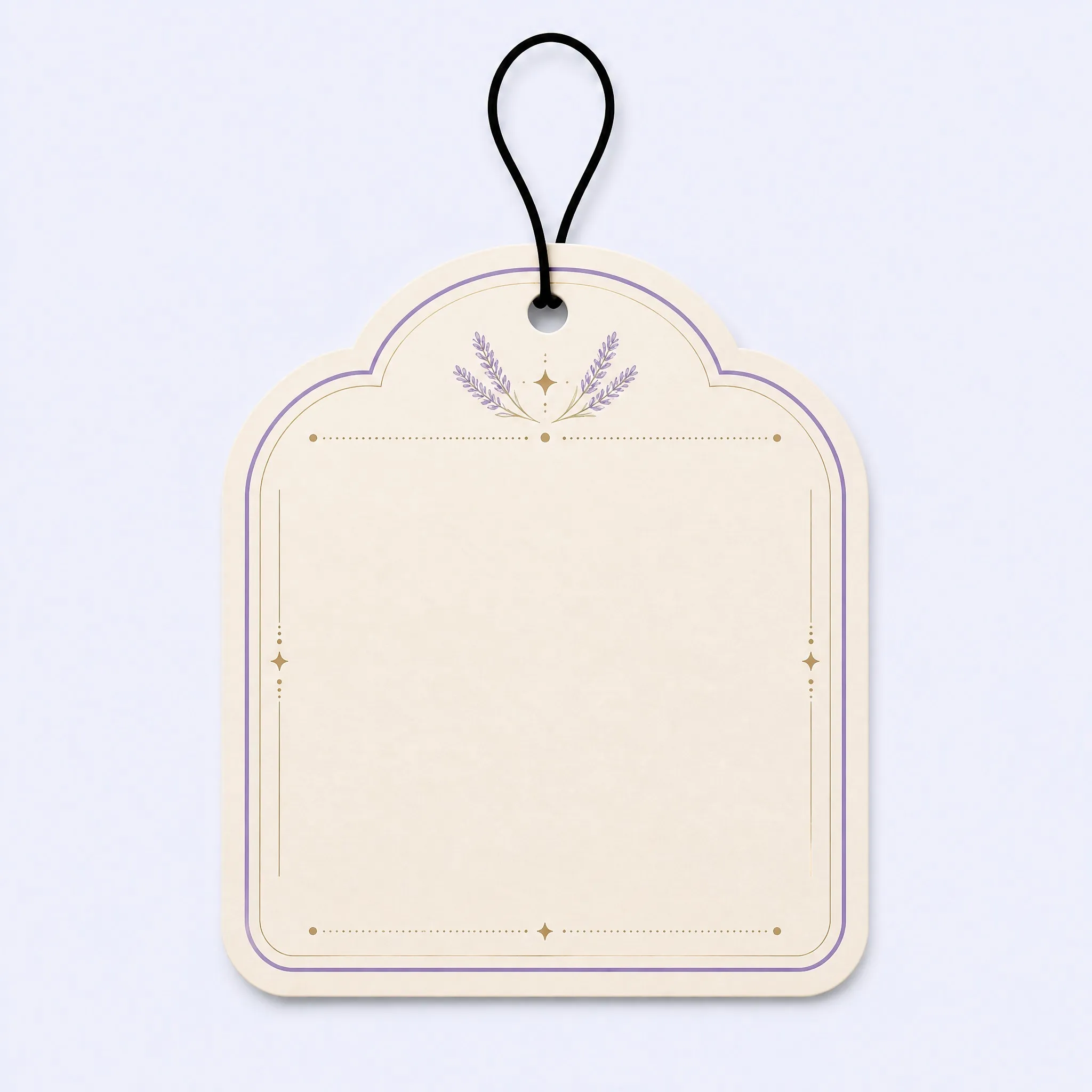 Back View of Lavender Scented Hang Tag with Purple Double Frame and Apex Sprigs