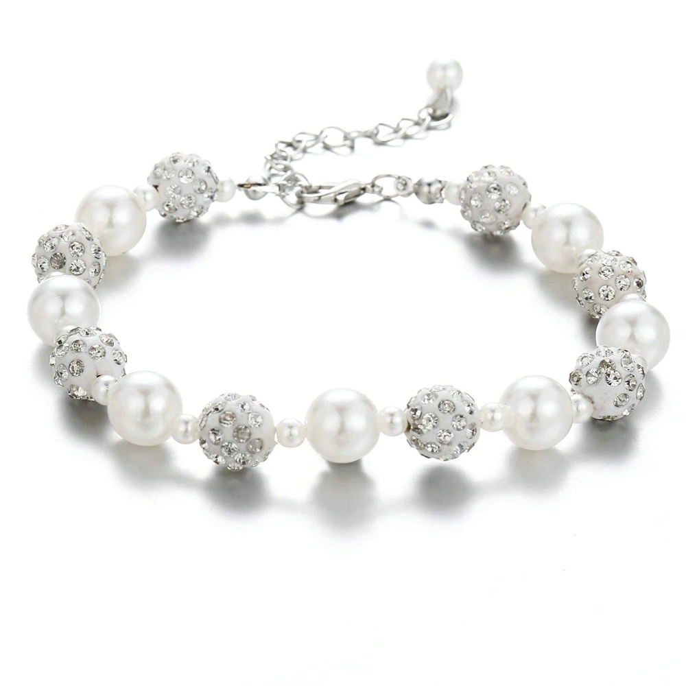 

White Pearl Bracelet Creative Retro Simple Classic Full Drill Bead Handstring