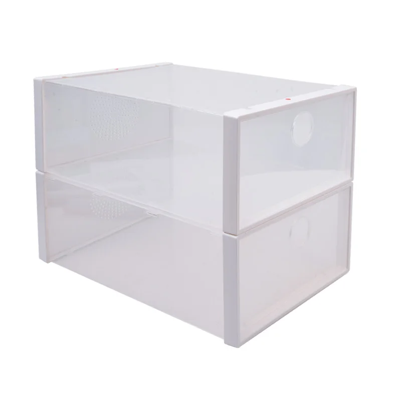 

Amazon Hot Selling Front Opening Steady Stacking organizer Clear Plastic stackable Drop Front transparent Shoe Storage Box